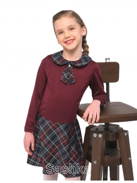 Сукня для дівчинки Sashka шкільна бордова, розмір 116-146 